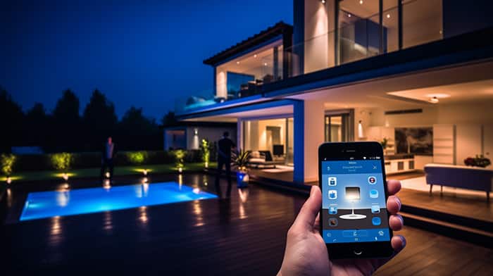 Controle de iluminação inteligente exibido num tablet